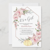 Autumn It's a Girl Pumpkin Baby shower Invitation Kaart (Voorkant)