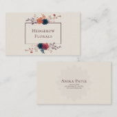 Autumn Jewel Tone Floral and Copper Frame Elegant Visitekaartje (Voorkant / Achterkant)