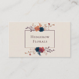 Autumn Jewel Tone Floral and Copper Frame Elegant Visitekaartje