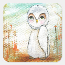 Autumn Joy Whimsical Woodland Owl Art schilderen Vierkante Sticker