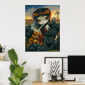 Autumn Katten ART PRINT Halloween Fairy black cat (Thuiskantoor)