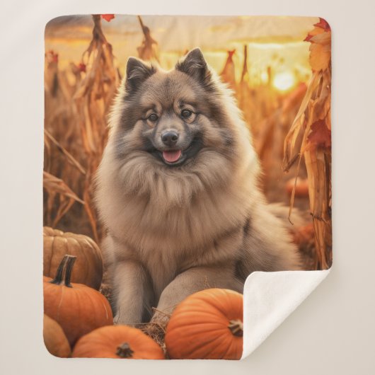 Autumn Keeshond Sherpa Deken (Voorkant)