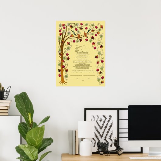 Autumn ketubah met boom of Life - B Poster (Thuiskantoor)