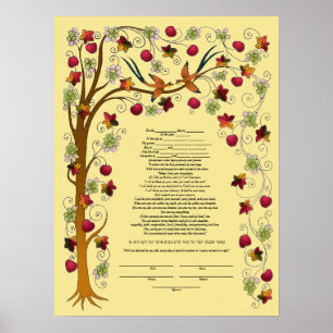 Autumn ketubah met boom of Life - B Poster