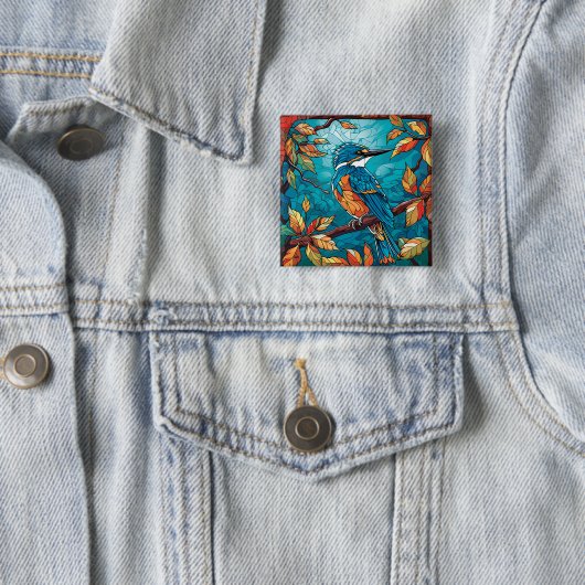 Autumn Kingfisher Button (In situ)