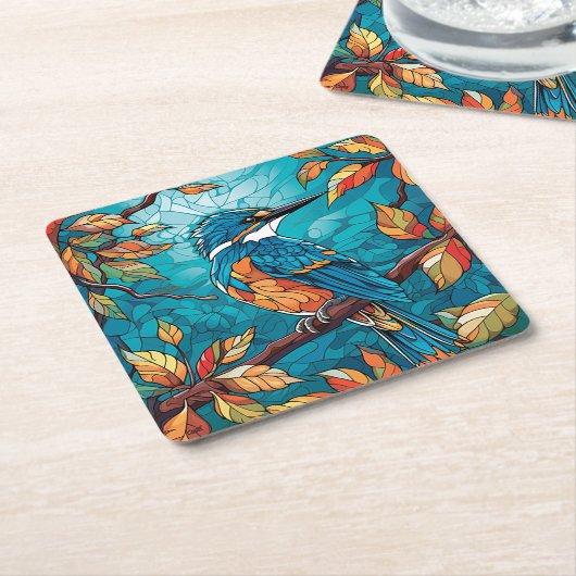 Autumn Kingfisher Papier Onderzetter (Schuin)