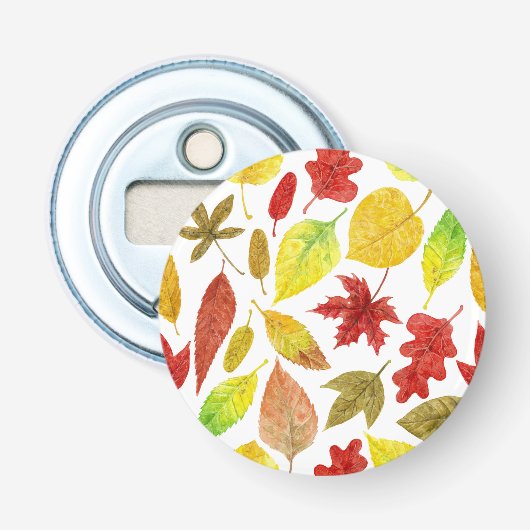 Autumn laat waterverf wit button flesopener (Voorkant)