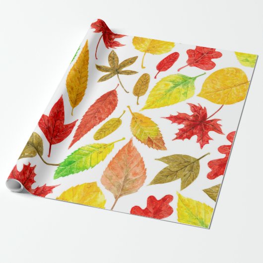 Autumn laat waterverf wit cadeaupapier (Uitgerold)