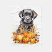 Autumn Labrador Retriever Puppy Pumpkins Hondenlie Fleece Deken (Voorkant)