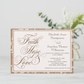 Autumn Lace Faith Hope & Love Wedding Invitation Kaart (Staand voorkant)