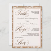 Autumn Lace Faith Hope Love Wedding Invitation Kaart (Voorkant)