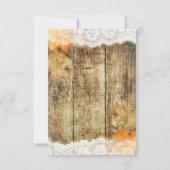 Autumn Lace Rustic Reception Kaart (Achterkant)