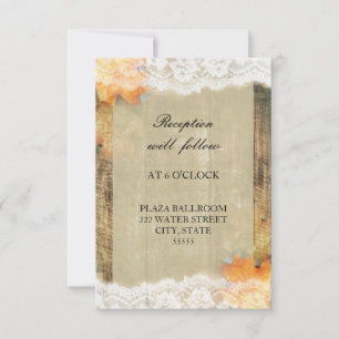 Autumn Lace Rustic Reception Kaart