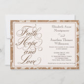 Autumn Lace Script Faith Hope & Love Wedding Kaart (Voorkant)