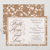 Autumn Lace Script Faith Hope & Love Wedding Kaart (Voorkant / Achterkant)