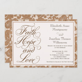 Autumn Lace Script Faith Hope & Love Wedding Kaart
