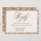 Autumn Lace Script Reply RSVP Enclosure Card Kaart (Voorkant / Achterkant)