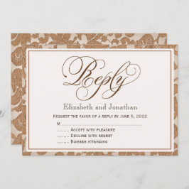 Autumn Lace Script Reply RSVP Enclosure Card Kaart