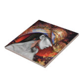 Autumn Lady Ceramic Tile - Kunst schilderen Tegeltje (Zijkant)