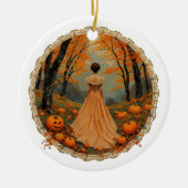 Autumn Lady in Pumpkin Forest Doily Keramisch Ornament (Voorkant)