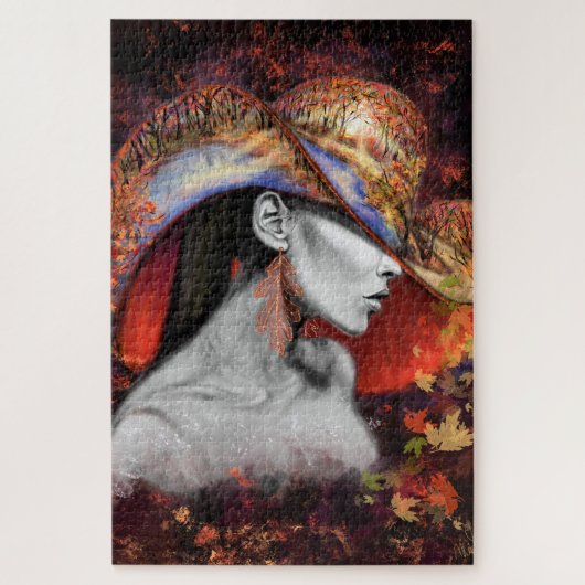 Autumn Lady Puzzle - Kunst schilderen Legpuzzel (Verticaal)