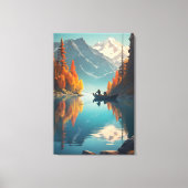 Autumn Lake Fishing | Mountain Wall Art Canvas Afdruk (Voorkant)