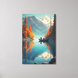 Autumn Lake Fishing | Mountain Wall Art Canvas Afdruk