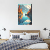 Autumn Lake Fishing | Mountain Wall Art Canvas Afdruk (Insitu (Slaapkamer))