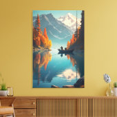 Autumn Lake Fishing | Mountain Wall Art Canvas Afdruk (Insitu (Woonkamer))
