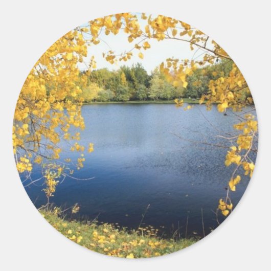 Autumn Lake Ronde Sticker (Voorkant)