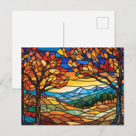 Autumn Landscape Glas in lood Illustratie Briefkaart (Voorkant / Achterkant)
