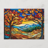 Autumn Landscape Glas in lood Illustratie Briefkaart (Voorkant)