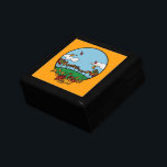Autumn Landscape Scene Cadeaudoosje<br><div class="desc">Kleurrijke illustratie van een aangename herfstlandschapscène met zachte wolken die op een blauwe hemel drijven met een kleine heuvel bedekt met groen gras en veelkleurige bladeren die van de bomen vallen.</div>