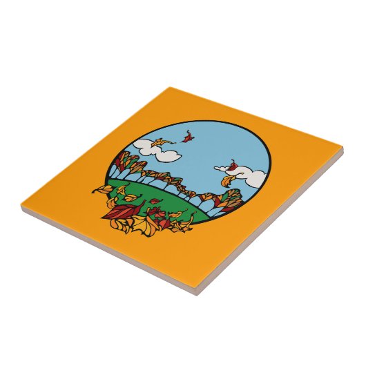 Autumn Landscape Scene Tegeltje (Zijkant)