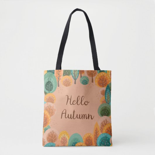 Autumn landschap met abstracte, vlakke handgeteken tote bag (Voorkant)