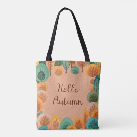 Autumn landschap met abstracte, vlakke handgeteken tote bag (Achterkant)