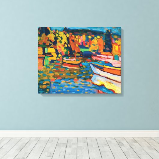 Autumn Landschap met Boats door Wassily Kandinsky Canvas Afdruk (Insitu (Houten vloer))