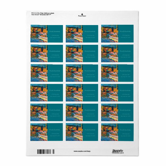 Autumn Landschap met Boats door Wassily Kandinsky Etiket (Full Sheet)