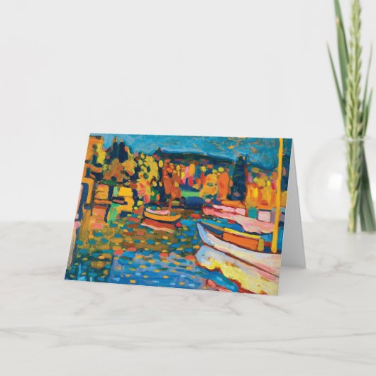 Autumn Landschap met Boats door Wassily Kandinsky Kaart (Voorkant)