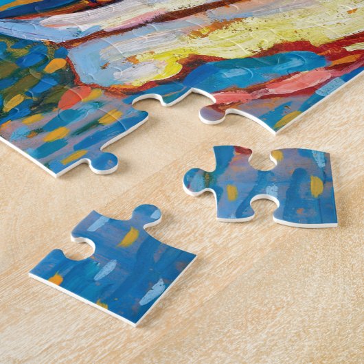 Autumn Landschap met Boats door Wassily Kandinsky Legpuzzel (Zijkant)
