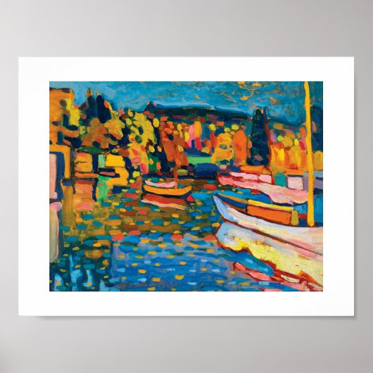 Autumn Landschap met Boats door Wassily Kandinsky Poster (Voorkant)