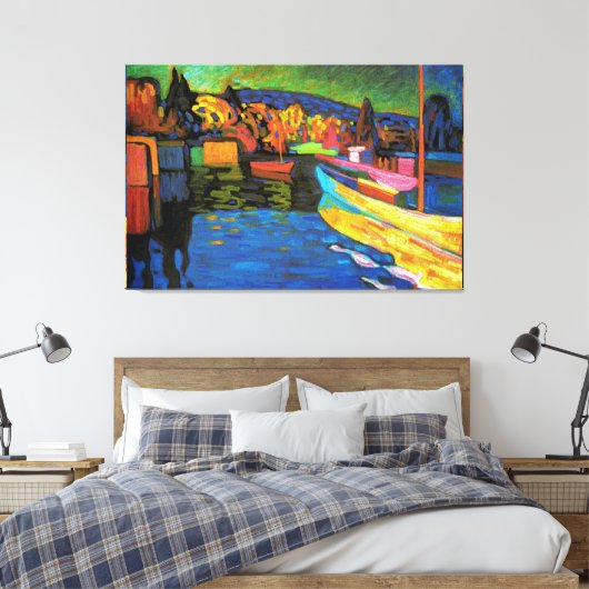 Autumn Landschap met boten Canvas Afdruk (Insitu (Slaapkamer))