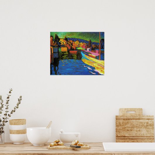 Autumn Landschap met boten Poster (Keuken)