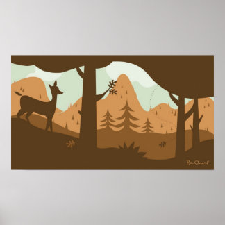 Autumn Landschap met Deer Poster