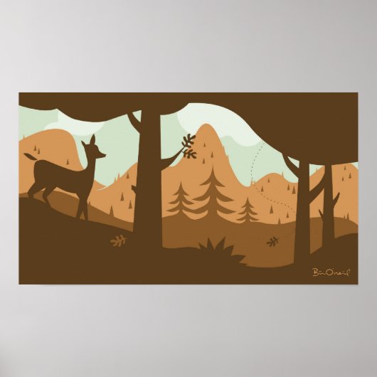 Autumn Landschap met Deer Poster (Voorkant)