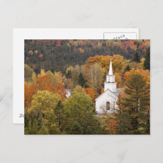 Autumn landschap met kerk, Vermont, VS Briefkaart (Voorkant / Achterkant)
