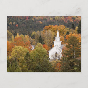 Autumn landschap met kerk, Vermont, VS Briefkaart