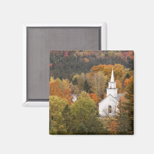 Autumn landschap met kerk, Vermont, VS Magneet (Voorkant / Achterkant)