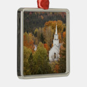 Autumn landschap met kerk, Vermont, VS Metalen Ornament (Rechts)