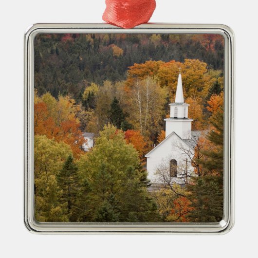 Autumn landschap met kerk, Vermont, VS Metalen Ornament (Voorkant)